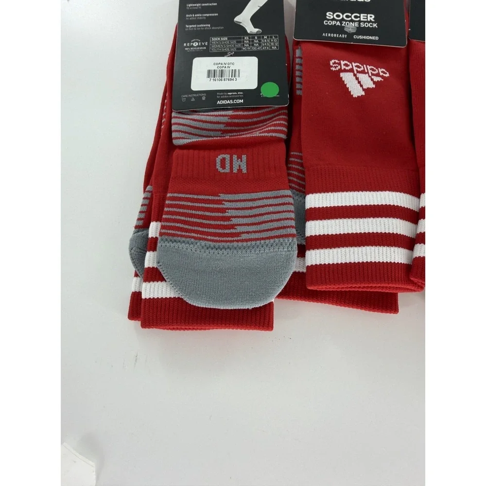 Adidas Climalite Copa Zone Cushion III Red Athletic Soccer Socks SZ Small 3 Pack